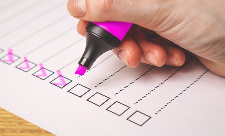 checklist with highlighter