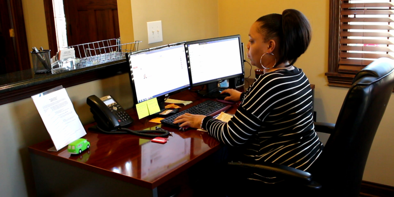 working in office
