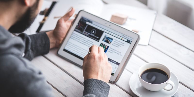 man on tablet